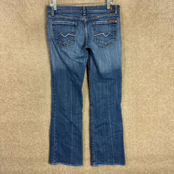 VTG 7 For All Mankind Bootcut Jeans Womens 28 Blue Denim Low Rise Embellished - Picture 8 of 13